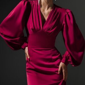 NEW Gathered Puff Sleeve MIDI Dress with tags from German fashion house Lichi